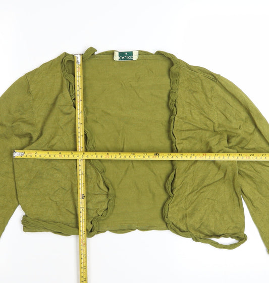 Kaliko Womens Green Long Sleeve Open Knit Cardigan Size 14