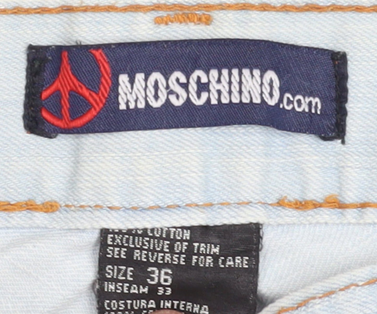 Moschino Men Light Blue Straight Denim Jeans Size 36