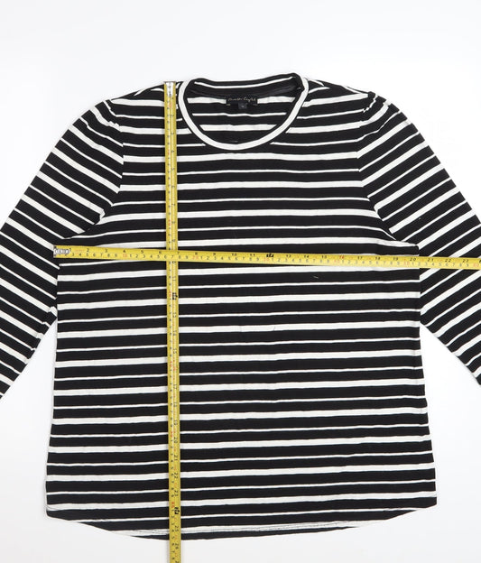 Phase Eight Women’s Black White Striped 3/4 Sleeve Jersey Top UK 18