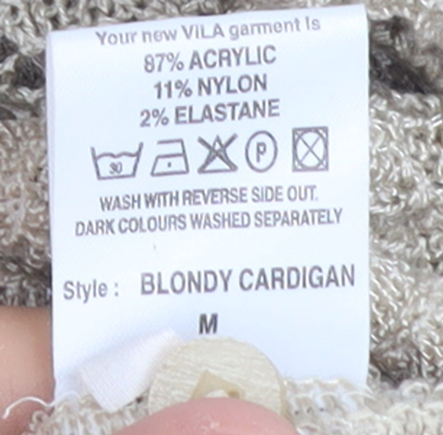 Vila Women Beige Ruffle V-Neck Knit Cardigan Size M