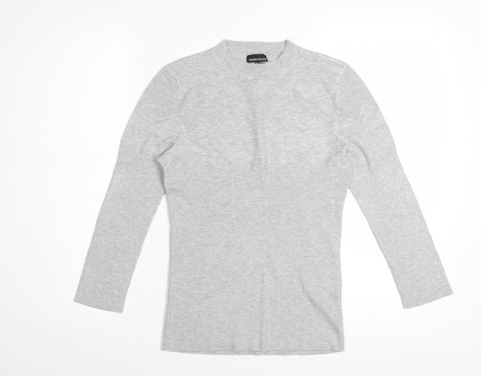 Warehouse Women Grey Crew Neck Knit Jumper Size 14 Regular