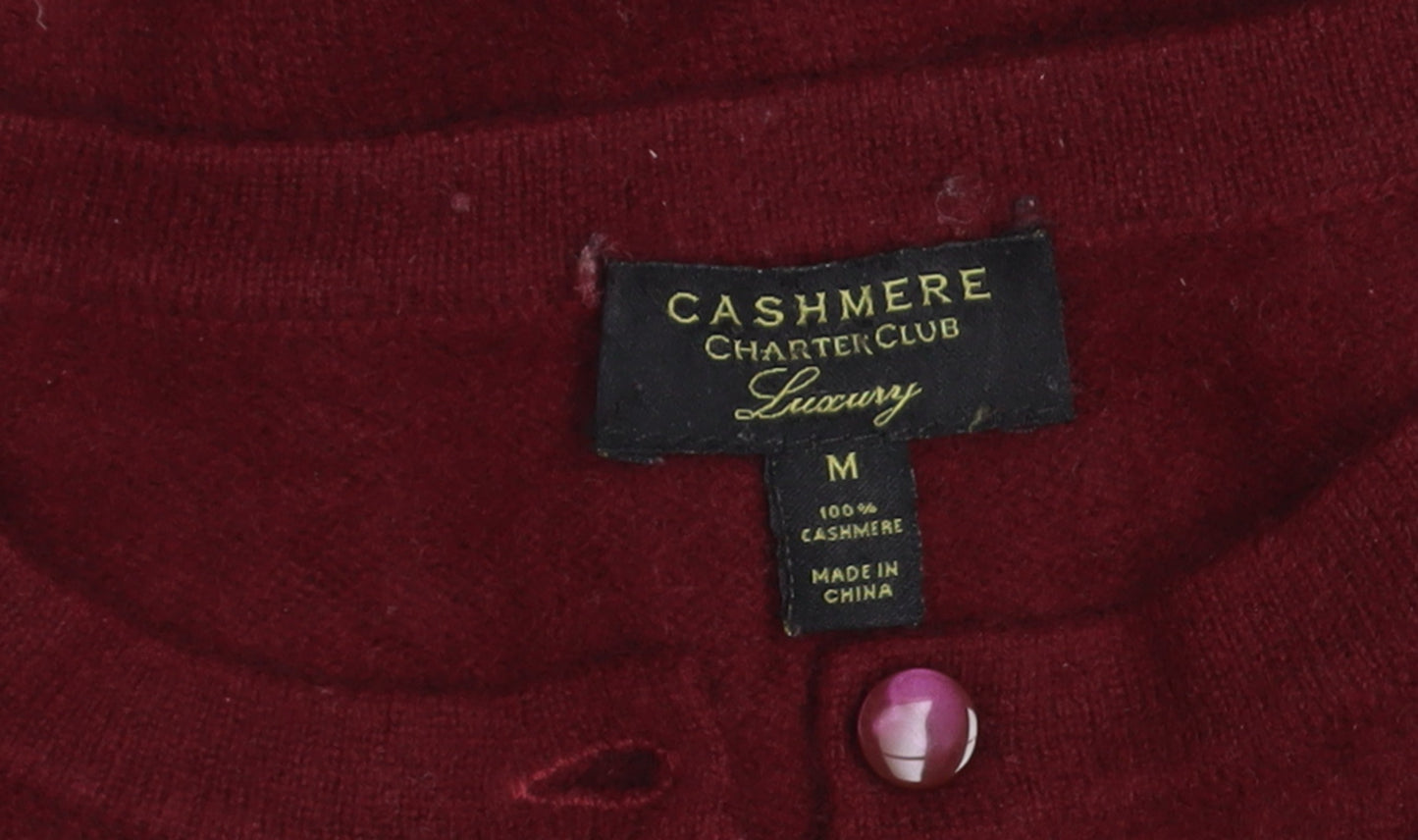 Charter Club Women's Red 100% Cashmere Cardigan M