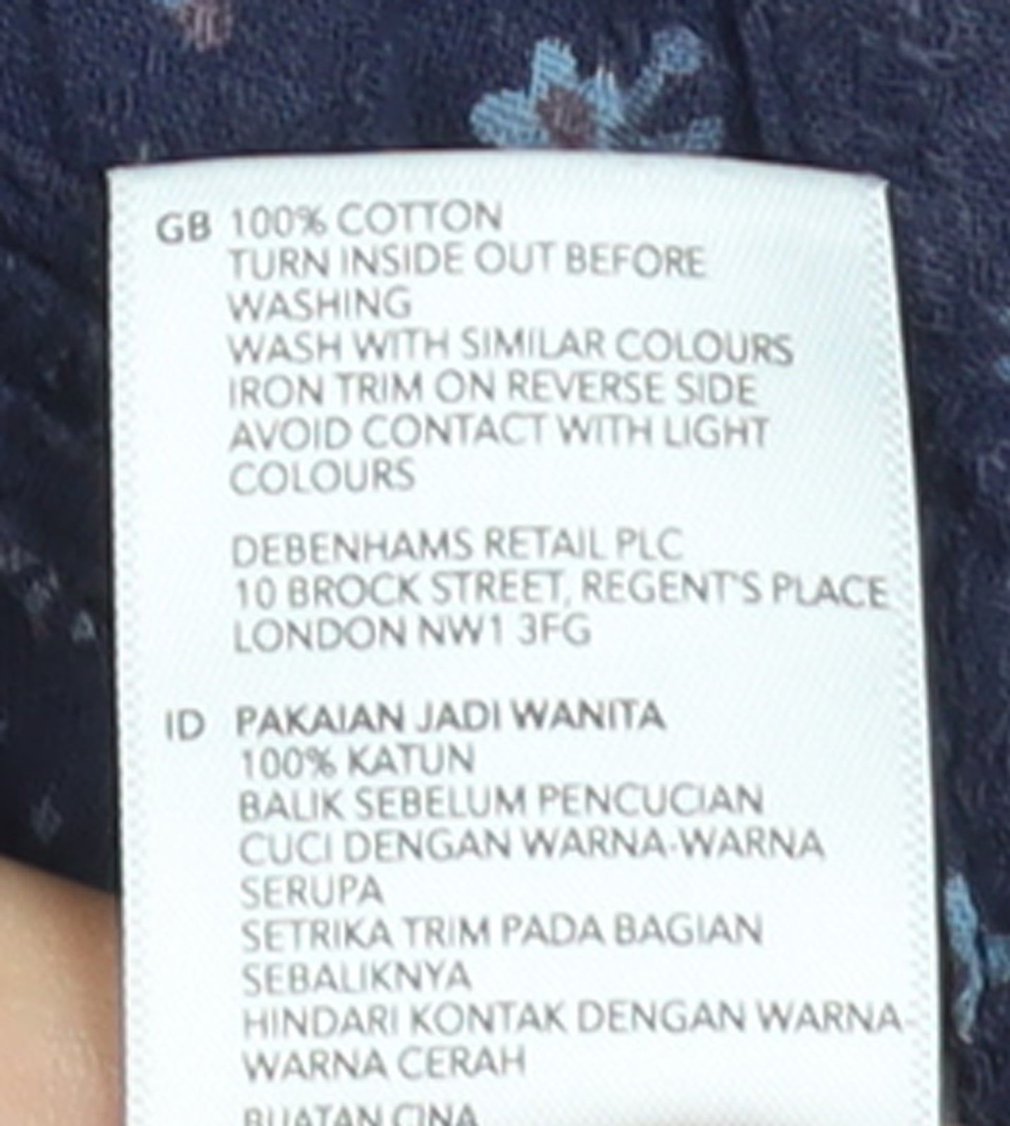 Mantaray Women’s Blue Floral Cotton Button-Up Tunic Top Size 10