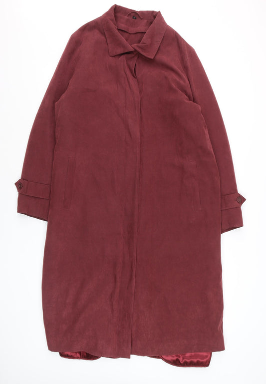 Four Seasons Women’s Red Suede Long Overcoat M Classic Style