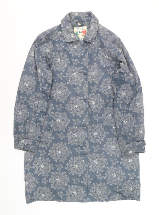Seasalt Rain Women's Blue Floral Cotton Rain Coat UK14