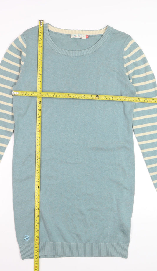 Brakeburn Women's Blue Striped Jumper Dress Size 8 Knitwear Casual