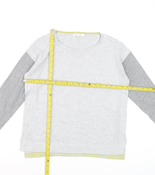 White Stuff Women's Grey Pullover Jumper UK 10 Cotton Blend Long Sleeve Knit