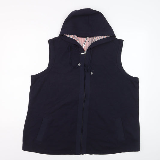 Bonmarché Women's Navy XL Sleeveless Full Zip Hoodie Vest