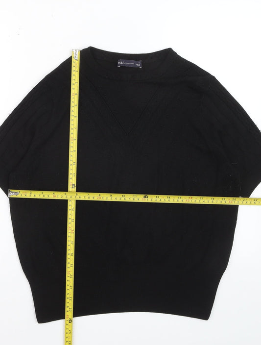 Marks and Spencer Women's Black Knit Short Sleeve Jumper Size 16