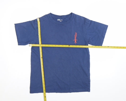 Uniqlo Boys Blue Graphic Futabasaurus T-Shirt 13-14 Years Cotton Casual