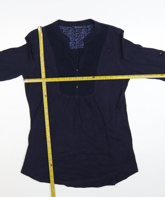 Marks and Spencer Women's Blue 3/4 Sleeve Cotton Tunic Blouse UK 12