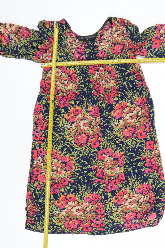 New Look Women Multicoloured Floral Viscose Shift Dress Size 10
