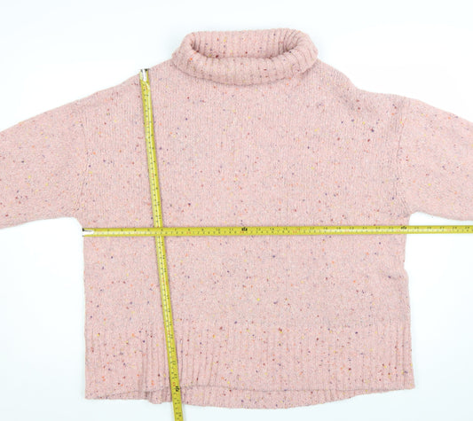 Oliver Bonas Women's Pink Roll Neck Knit Jumper Size 14