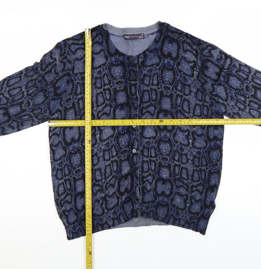 Marks and Spencer Women's Blue Animal Print Cardigan Size 16