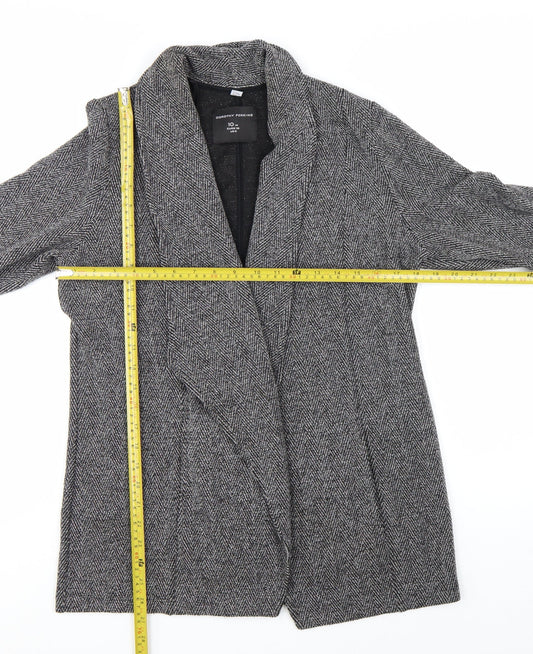 Dorothy Perkins Women Grey Herringbone Tweed Shawl Blazer UK 10