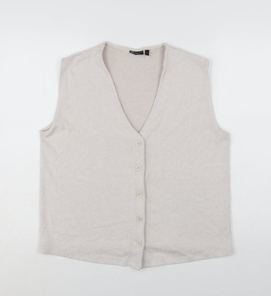 ASOS DESIGN Women’s Beige Sleeveless V-Neck Button Blouse Size S