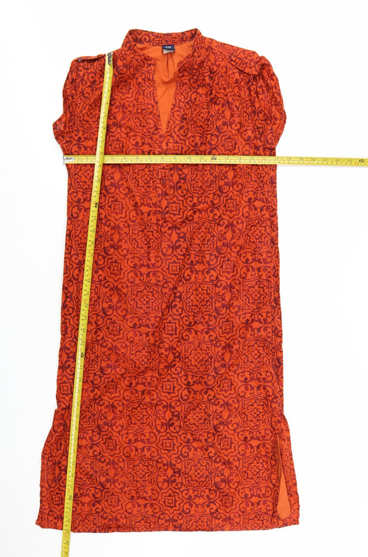 GAP Women’s Orange Cotton Shift Dress S Boho Geometric Pattern