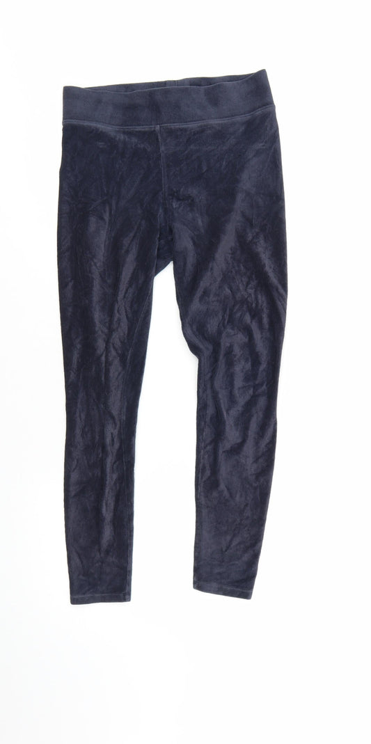 Marks & Spencer Women Midnight Blue Velvet Leggings Size 10 Short