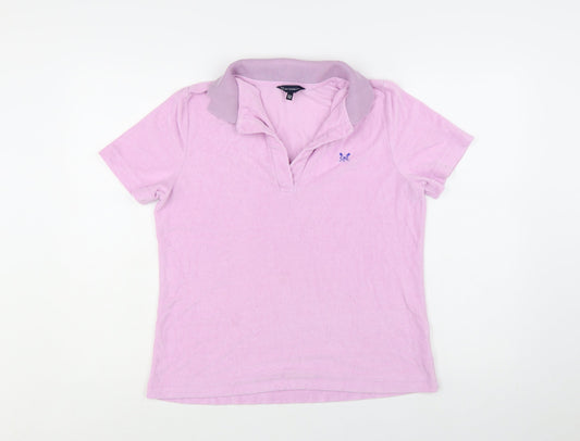 Crew Clothing Company Womens Pink Polo Shirt Size 12 Short Sleeve Cotton Blend