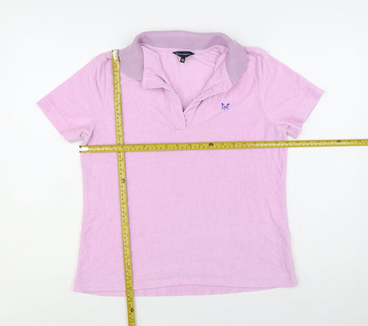 Crew Clothing Company Womens Pink Polo Shirt Size 12 Short Sleeve Cotton Blend