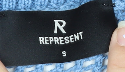 Represent Men's Blue Open-Knit Cotton Sleeveless Vest Jumper S