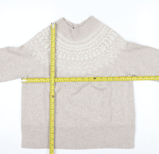 The White Company Women's Beige Fair Isle Wool Blend Jumper Size M