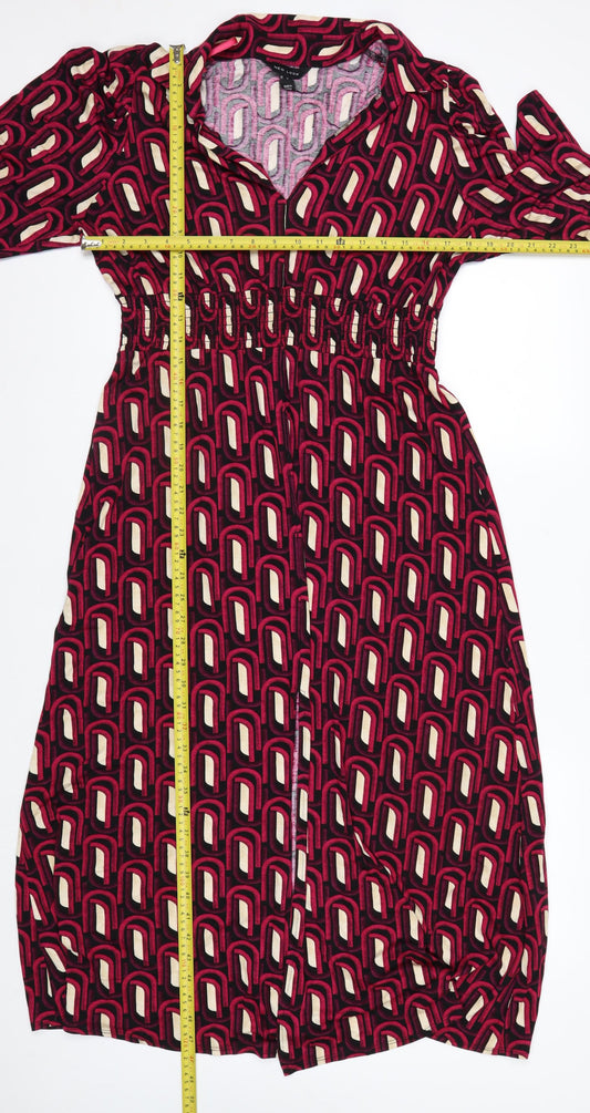 New Look Womens Multicoloured Geometric A-Line Jersey Dress Size 16