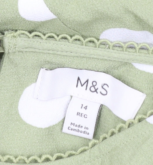 Marks and Spencer Women’s Green Polka Dot Midi A-Line Dress Size 14