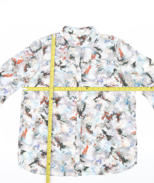 Reiss Women’s Multicoloured Long Sleeve Sheer Chiffon Blouse UK 14