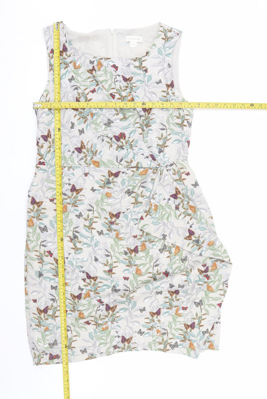 Monsoon Womens Multicoloured Floral Ruched Sheath Dress Size 14