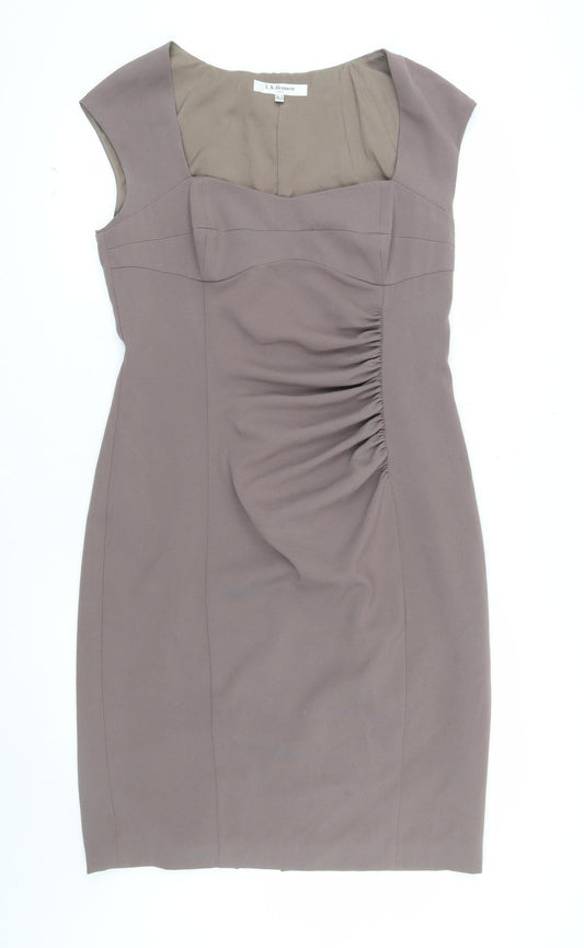 Additional front view of L.K. Bennett Women's Brown Sheath Dress UK 14 Knee Length Workwear