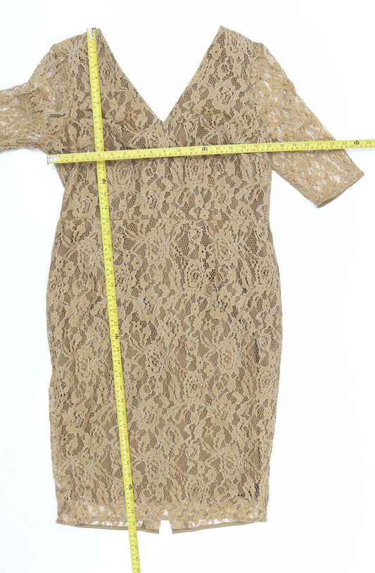 Marks and Spencer Women’s Beige Lace Bodycon Dress Size 14