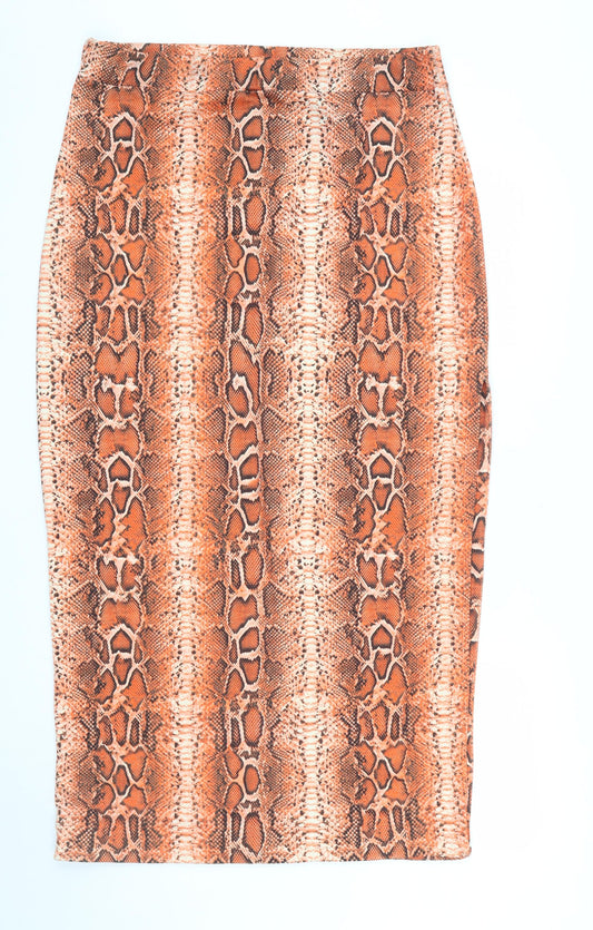 Additional front view of ASOS Women Brown Animal Print Pencil Skirt, size 18, Stretch