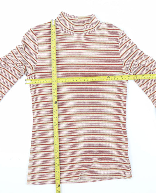 Next Women’s Multicoloured Striped Mock Neck Long Sleeve Top Size 6