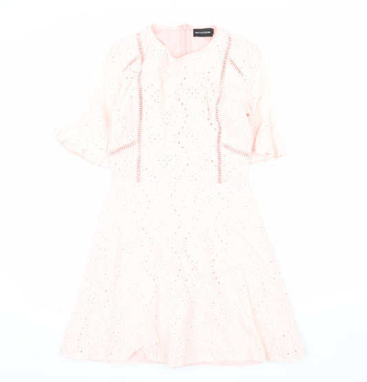 PRETTYLITTLETHING Women Pink Fit & Flare Lace Dress Size 6