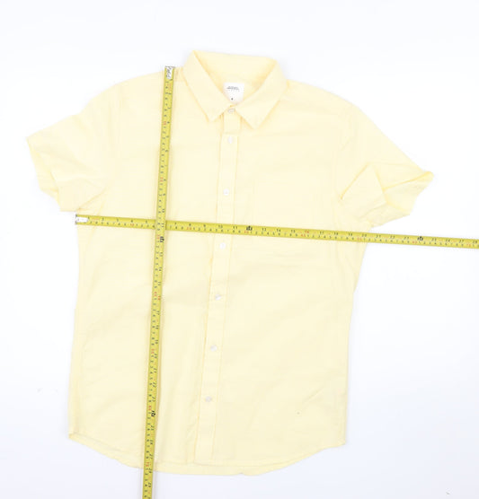 Burton Menswear London Men's Yellow Short Sleeve Cotton Casual Shirt M