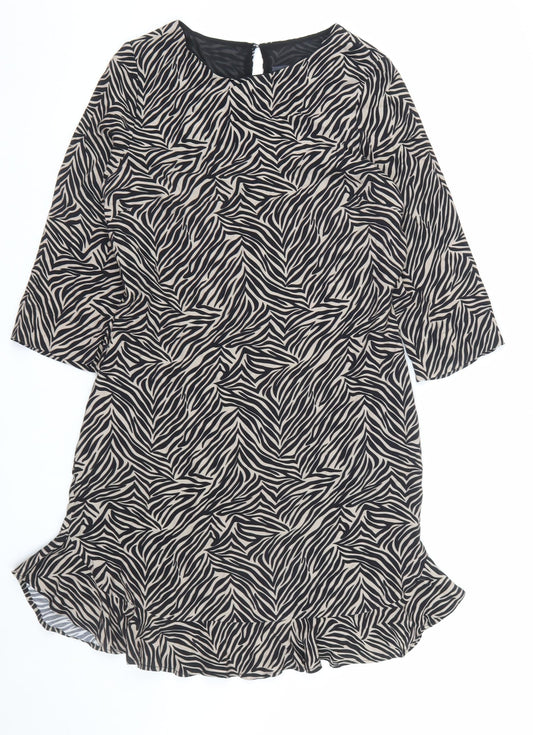 Sonsandar Women’s Black Zebra Print Shift Dress Size 10
