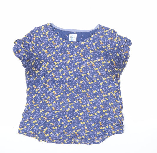 Additional front view of Mantaray Women's Blue Floral Viscose Short Sleeve T-Shirt, size 10