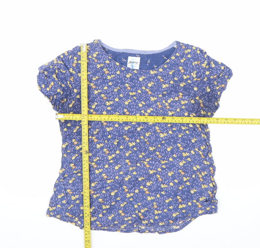 Mantaray Women's Blue Floral Viscose Short Sleeve T-Shirt Size 10