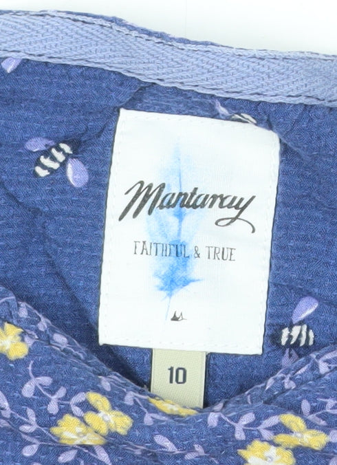Additional view of Mantaray Women's Blue Floral Viscose Short Sleeve T-Shirt, size 10