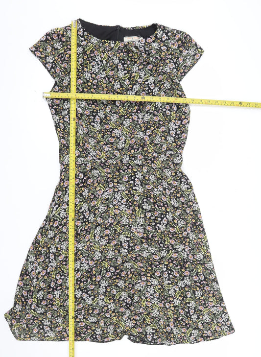 Dorothy Perkins Women’s Black Floral Fit & Flare Tall Dress Size 12
