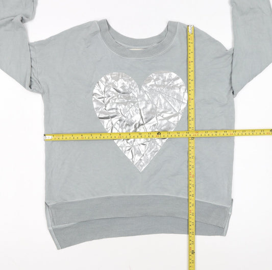 A Postcard from Brighton Womens Grey Silver Heart Pullover Sweatshirt Size S