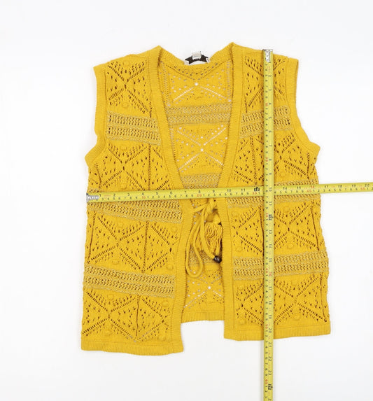 Marks and Spencer Womens Yellow Crochet Knit Open Vest XS
