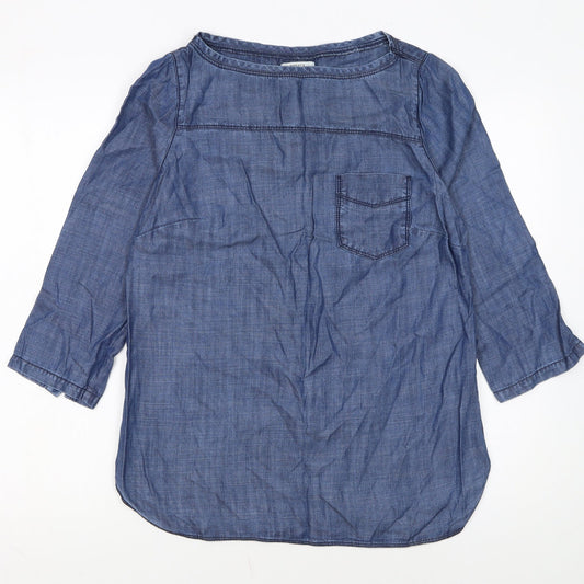 Papaya Women’s Blue Lyocell Chambray Blouse Size 10 3/4 Sleeve