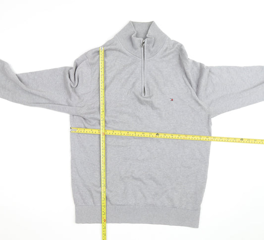 Tommy Hilfiger Men's Grey Cotton 1/2 Zip Jumper Size M