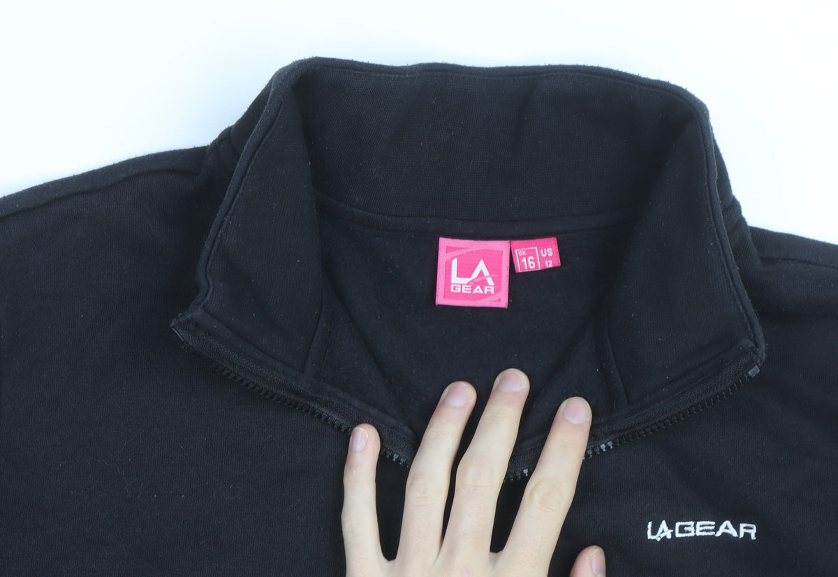 Additional view of LA Gear Teen Black 1/4 Zip Fleece Sweatshirt UK 16 Regular Fit