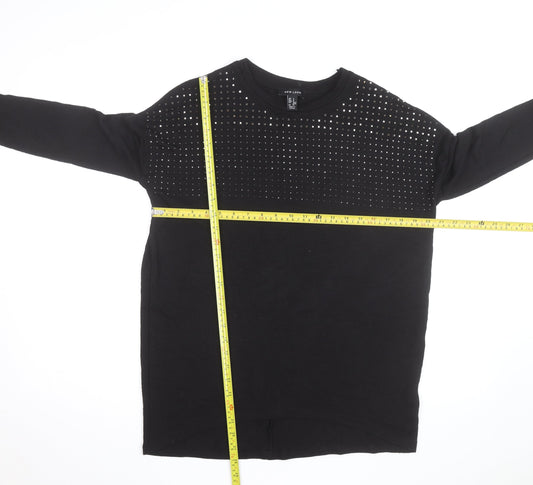 New Look Men’s Black Studded Crew Neck Long Sleeve Jumper Size S