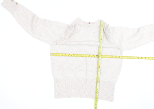 Marks and Spencer Women Beige Wool Blend High Neck Jumper Size 14