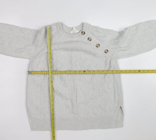 Marks and Spencer Womens Ivory Cable-Knit Button Jumper Size 12
