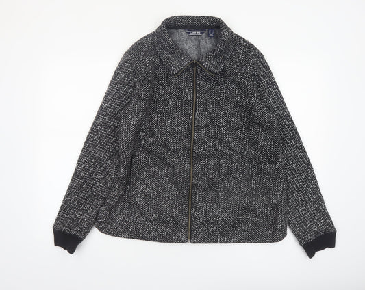 Lands' End Men's Grey Wool Blend Zip Tweed Jacket Size L